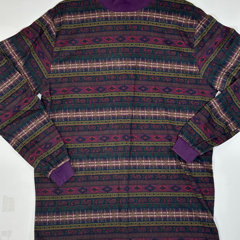 Vintage Lands End Aztec Western Long Sleeve Shirt Mens Size Large 42-44 USA Made - Picture 5 of 15